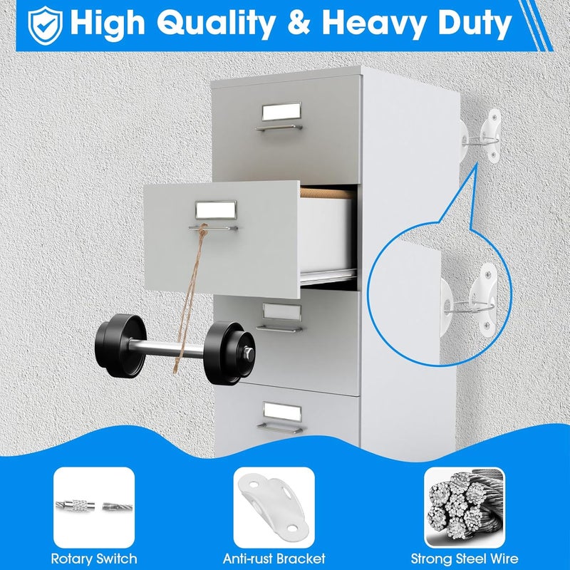 Guirnd 10 Pack Furniture Anchors, Anti Tip Furniture Anchors for Baby Proofing, Metal Earthquake Straps Furniture Straps Wall Anchor for Dresser and Bookcase (White) - Image 3